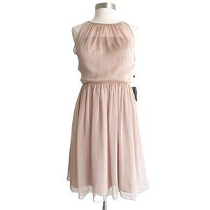 Adrianna Papell Beige Chiffon Halter Dress Sz 12